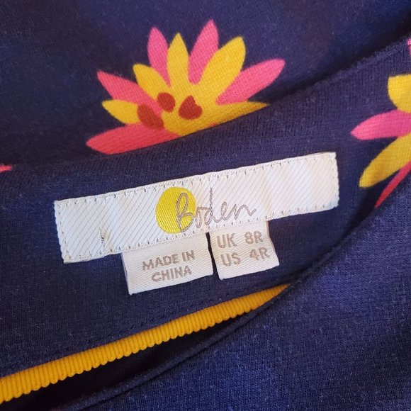 Boden Navy and Orange Floral Midi Dress - Picture 4 of 8